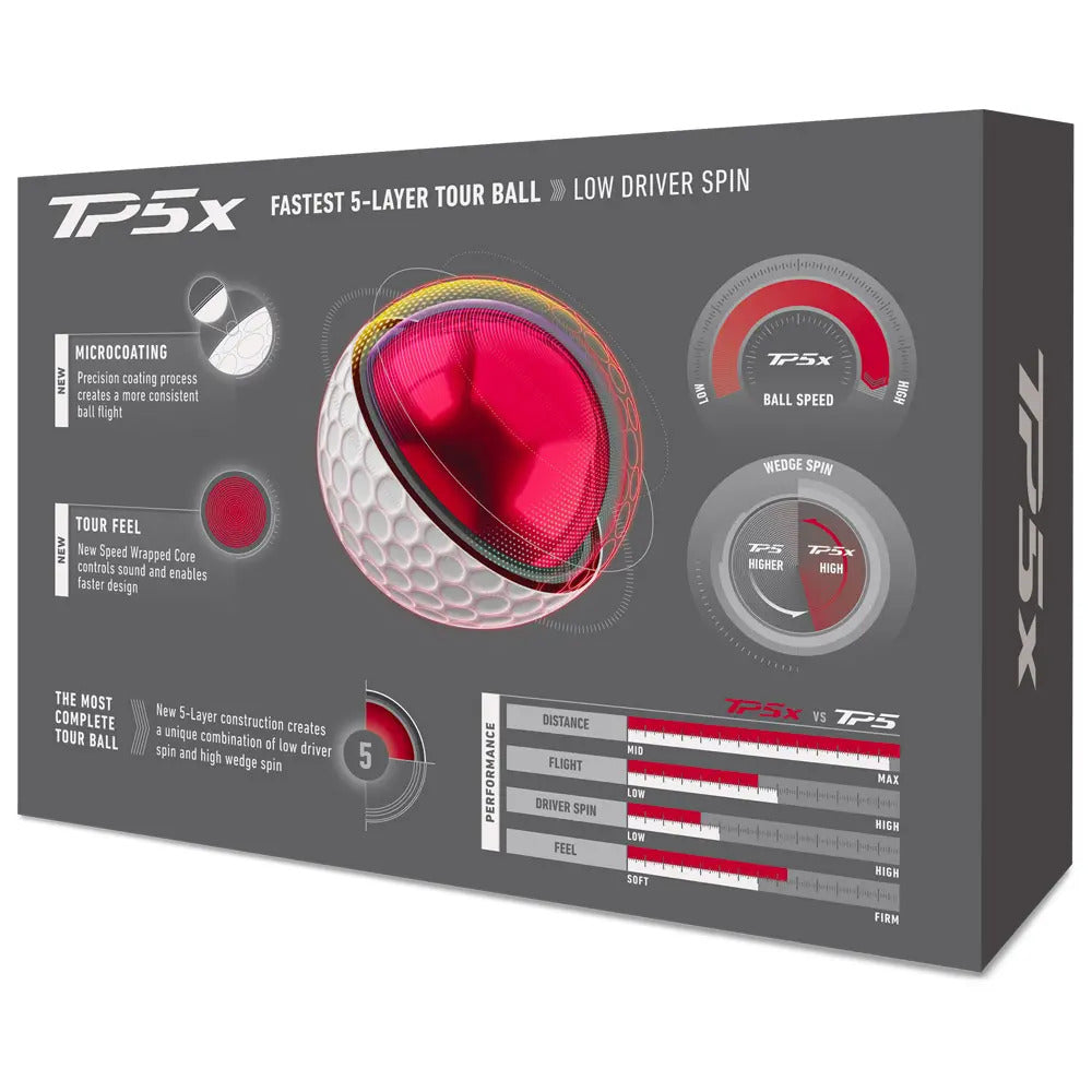Boite de 12 Balles de Golf TaylorMade TP5 X Blanches