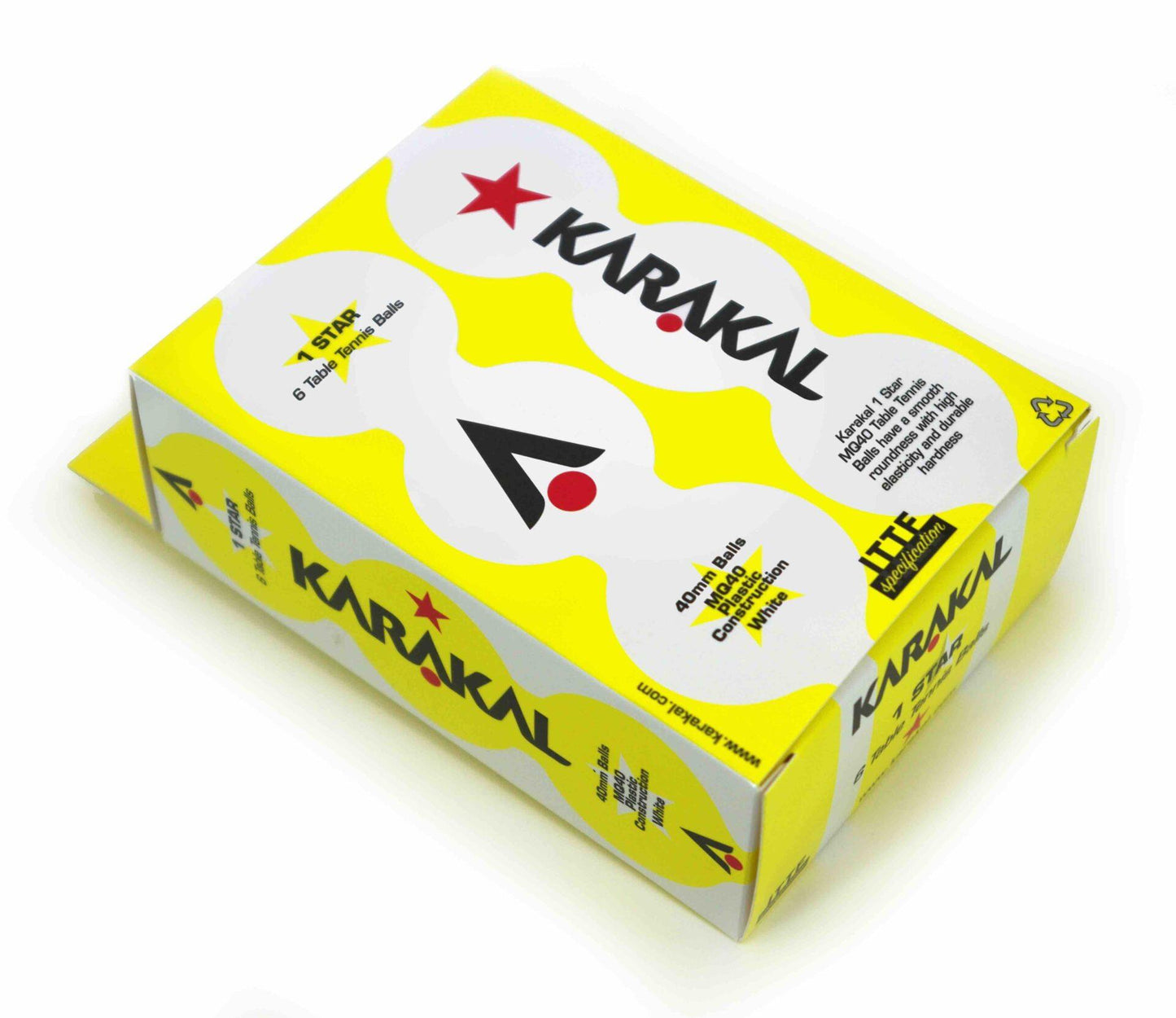 6 pelotas de tenis de mesa Karakal de 1 estrella blancas