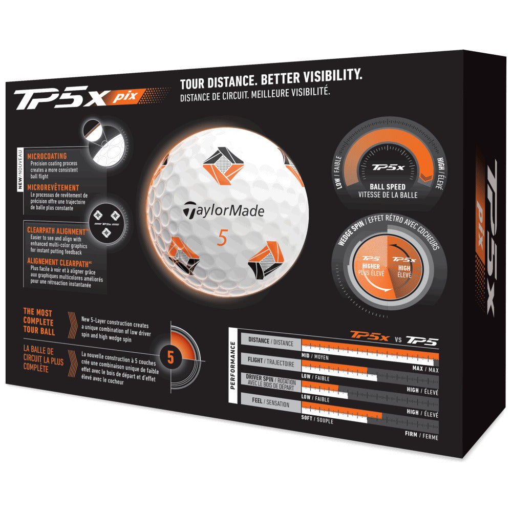 Boite de 12 Balles de Golf TaylorMade TP5 X Pix