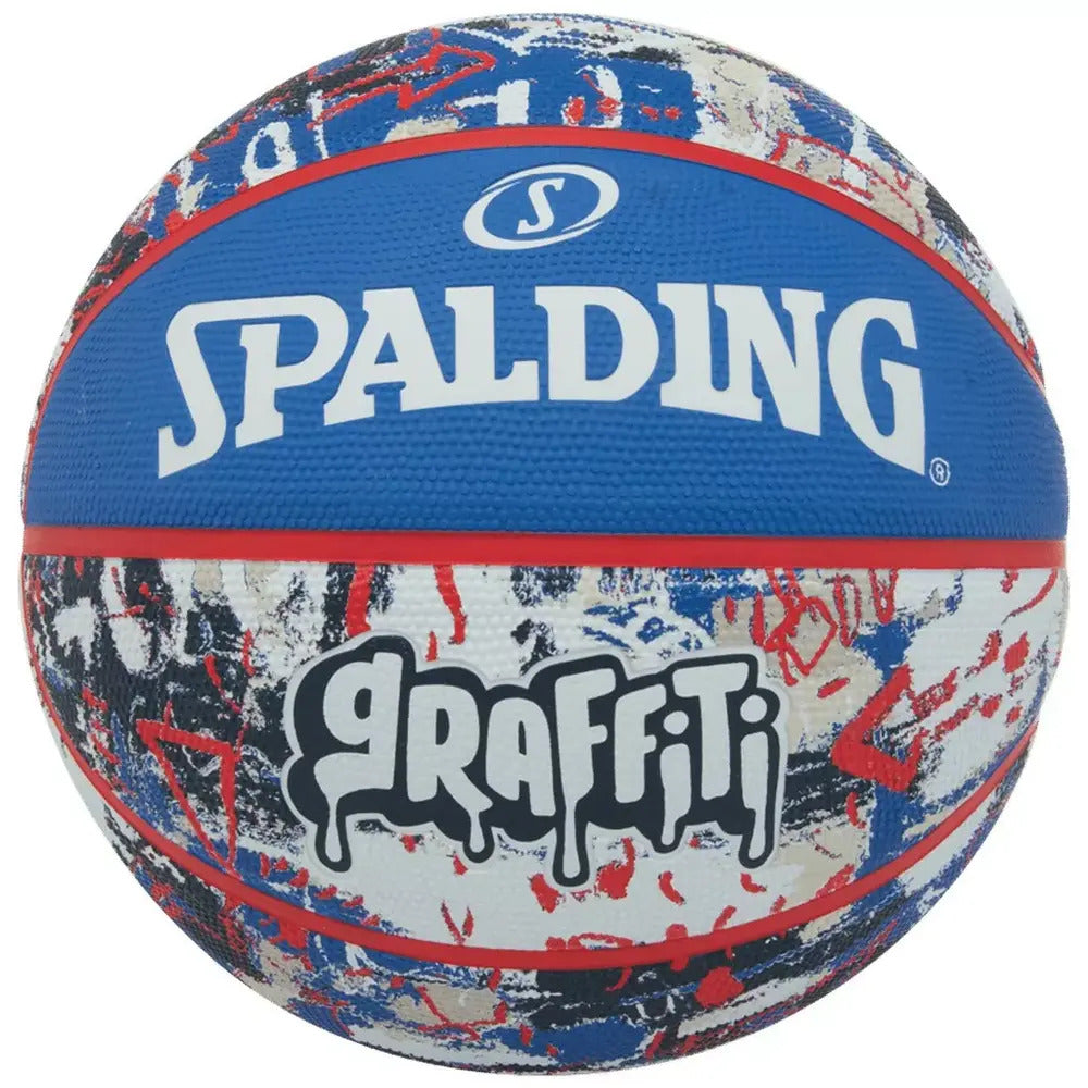 Baloncesto Spalding con grafiti rojo y azul