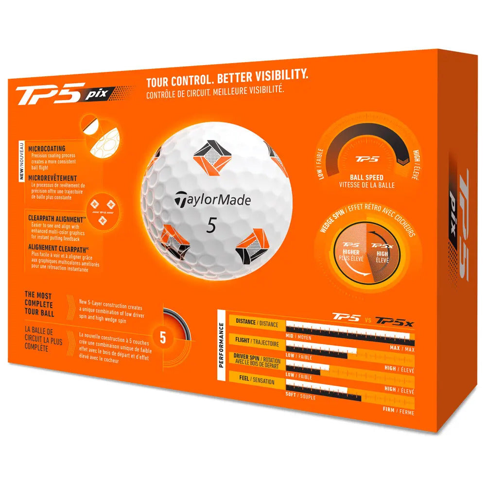 Boite de 12 Balles de Golf TaylorMade TP5 Pix