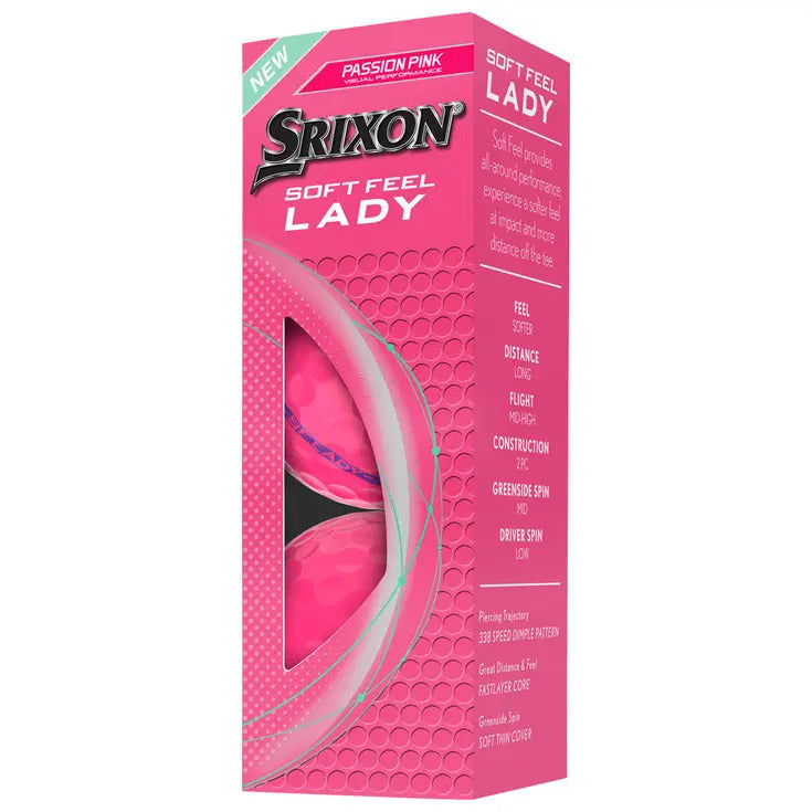 Box of 12 Srixon Soft Feel Ladies Rose Passion Golf Balls