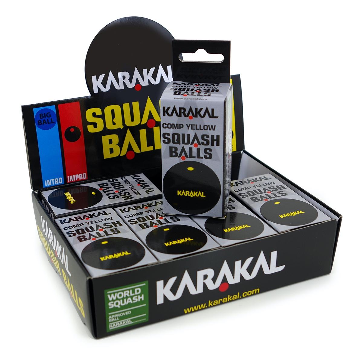 12 pelotas de squash Karakal con puntos amarillos