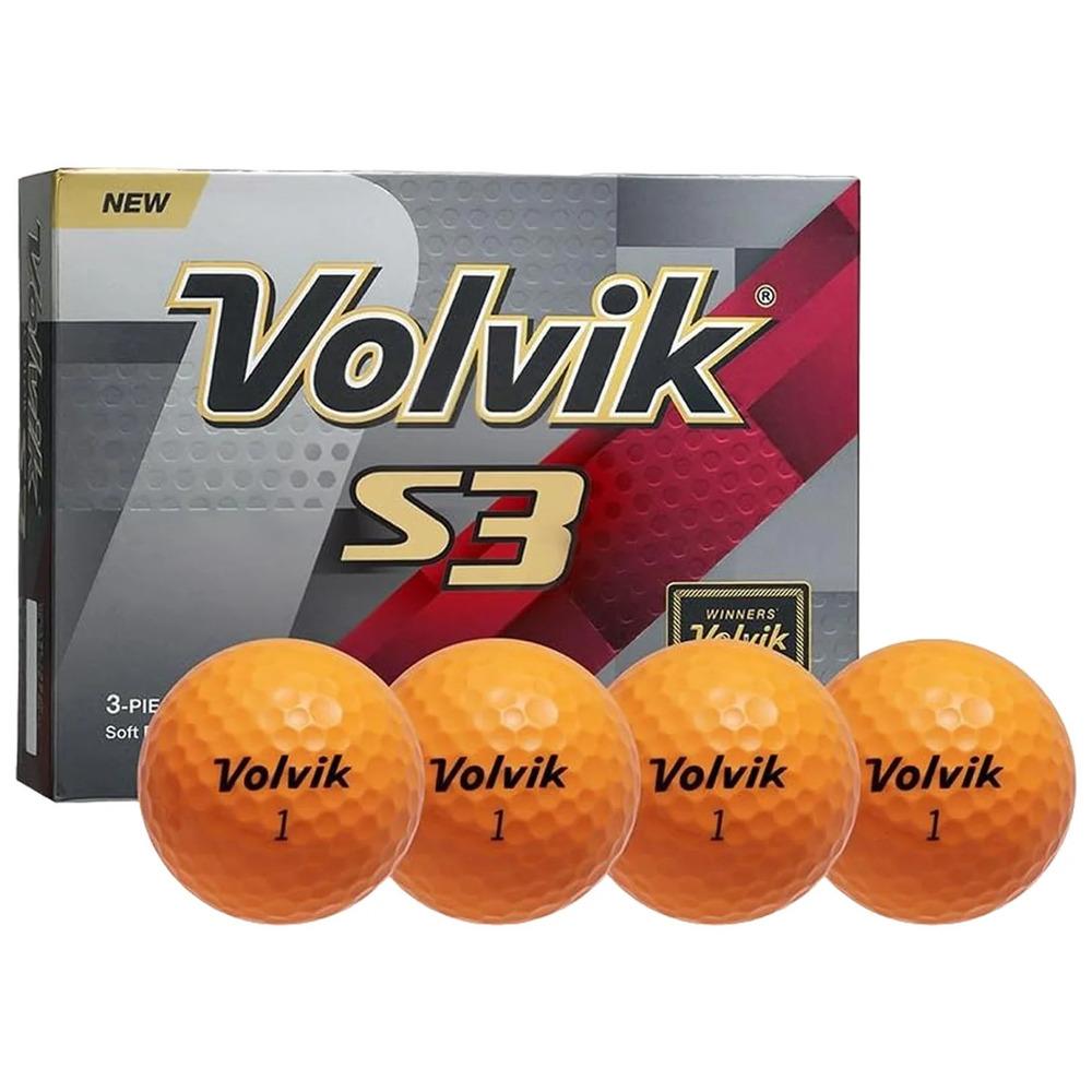 Box of 12 Volvik S3 Orange Golf Balls